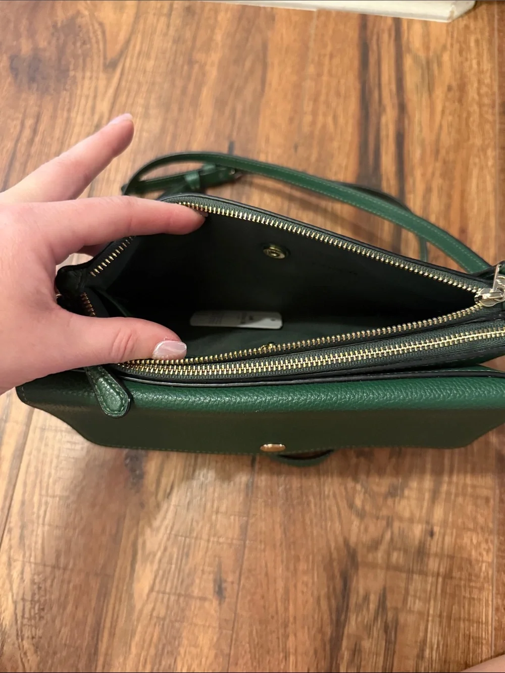Coach Green Pebbled Leather Crossbody with Gold Snap